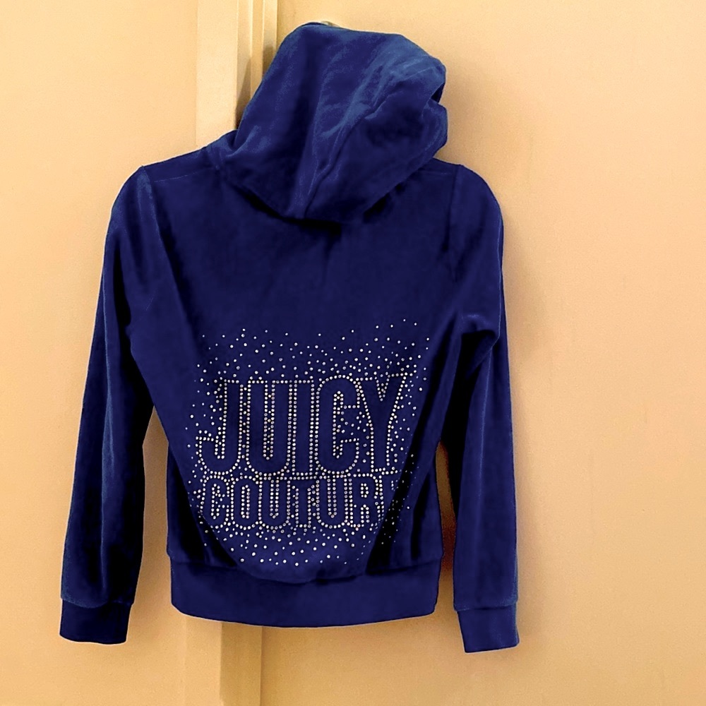 Juicy Couture Bedazzled Blue Hoodie Sweatshirt size XS